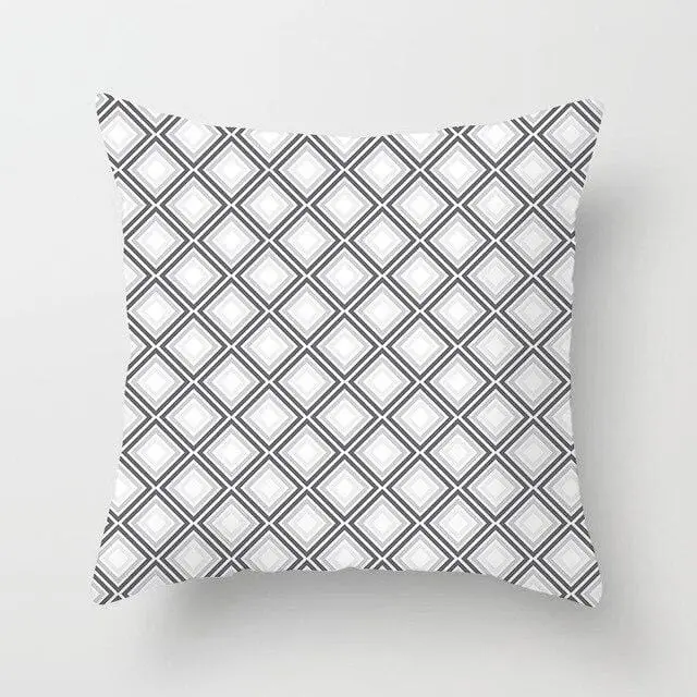 Buy 5 Get 1 Free Black And White Geometric Abstract Decorative Pillowcases Polyester Throw Pillow Case Geometric Pillowcase 16