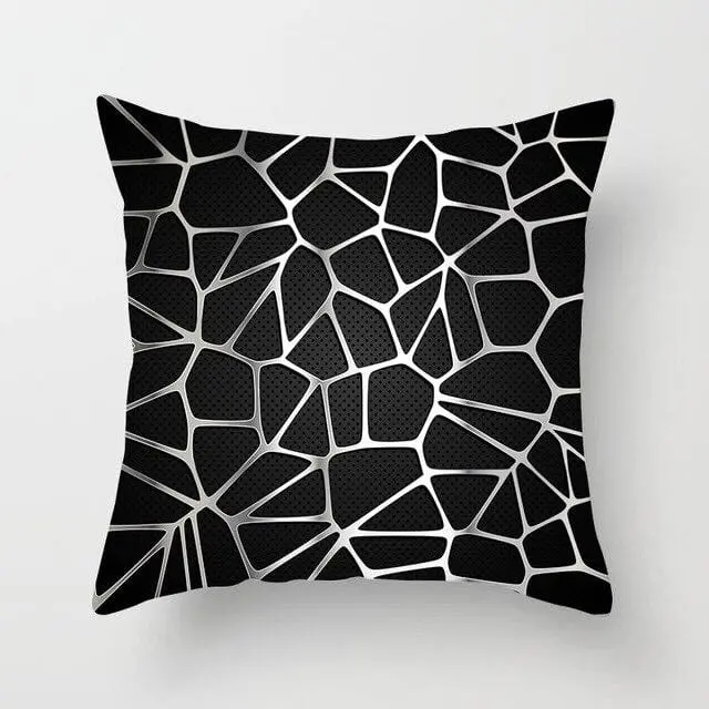 Buy 5 Get 1 Free Black And White Geometric Abstract Decorative Pillowcases Polyester Throw Pillow Case Geometric Pillowcase 16