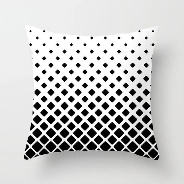 Buy 5 Get 1 Free Black And White Geometric Abstract Decorative Pillowcases Polyester Throw Pillow Case Geometric Pillowcase 18