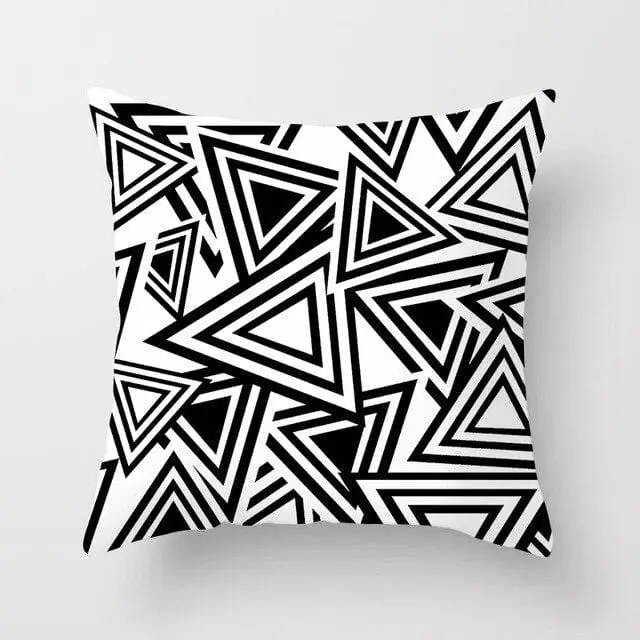 Buy 5 Get 1 Free Black And White Geometric Abstract Decorative Pillowcases Polyester Throw Pillow Case Geometric Pillowcase 18