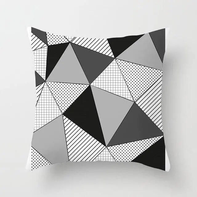 Buy 5 Get 1 Free Black And White Geometric Abstract Decorative Pillowcases Polyester Throw Pillow Case Geometric Pillowcase 21