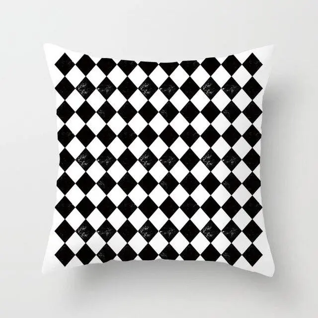 Buy 5 Get 1 Free Black And White Geometric Abstract Decorative Pillowcases Polyester Throw Pillow Case Geometric Pillowcase 22