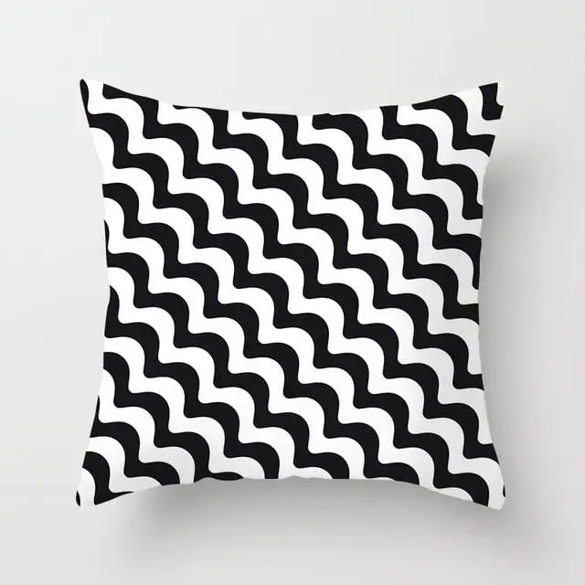 Buy 5 Get 1 Free Black And White Geometric Abstract Decorative Pillowcases Polyester Throw Pillow Case Geometric Pillowcase 8