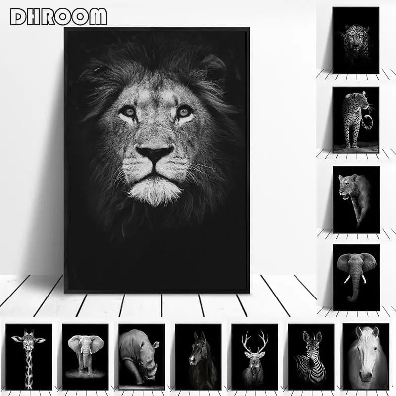 Canvas Painting Animal Wall Art Lion Elephant Deer Zebra Posters And Prints Wall Pictures For Living Room Decoration Home Decor 1