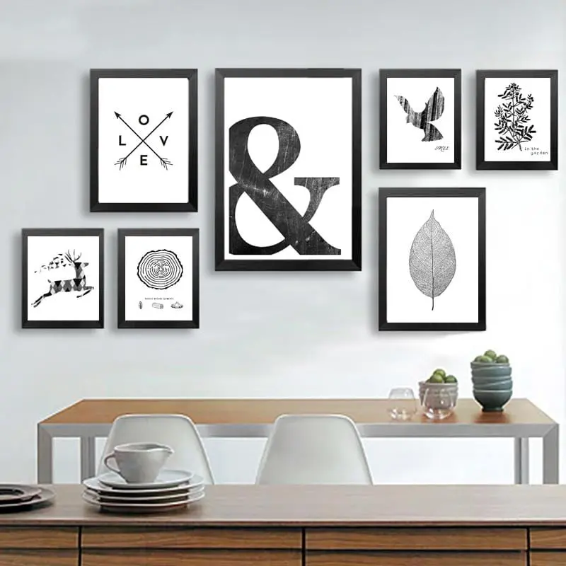 Canvas Painting Black White Abstract Minimalist Symbol Nordic Scandinavian Wall Art Picture Poster Print Living Room Home Decor 1