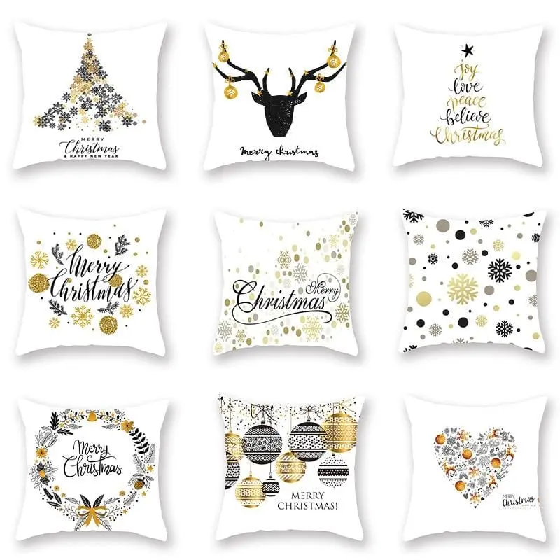 Christmas Decorative Pillowcases Polyester Merry Christmas Tree Deer Throw Pillow Case Cover New Year Pillowcase 1