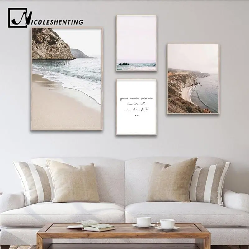 Coastal Beach Seascape Canvas Poster Nordic Style Landscape Wall Art Print Painting Decorative Picture Scandinavian Home Decor 1