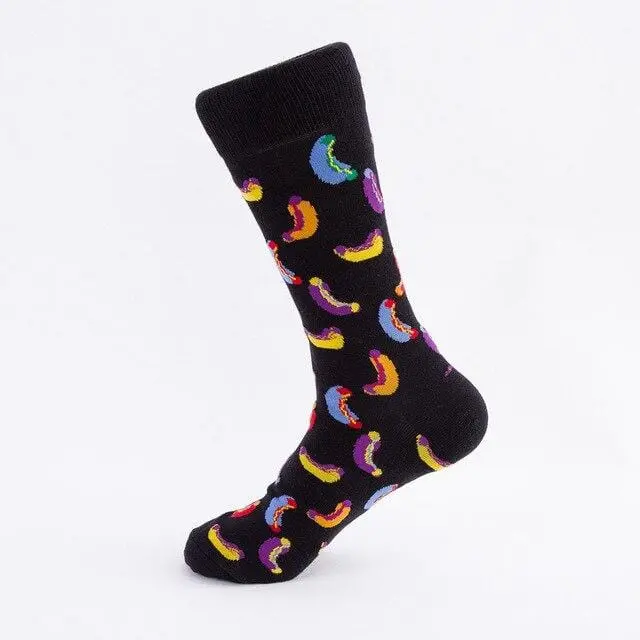 Colorful Hot Dog Hamburg Beer Pattern Novelty Crew Socks Men's Funny Food Kawaii Sokken Creative Casual Cotton Socks For Male 4