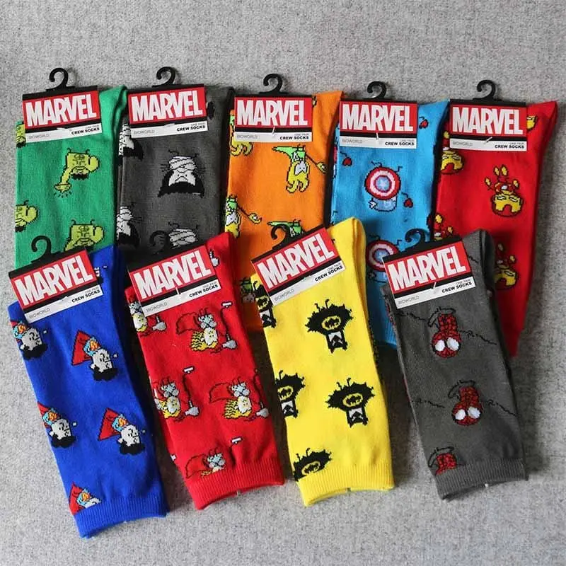 Comics Hero General Socks Cartoon Iron Man Captain America Knee-High Warm Stitching Pattern Antiskid Casual Men Sock 1