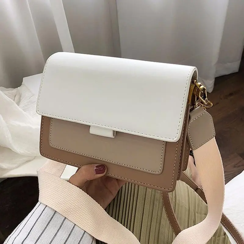 Contrast Color Leather Crossbody Bags For Women 2019 Travel Handbag Fashion Simple Shoulder Messenger Bag Ladies Cross Body Bag 1