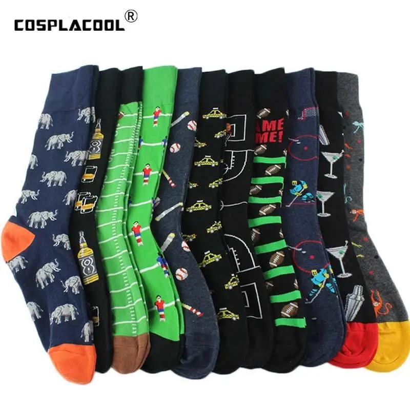 [Cosplacool]Cool Novelty Harajuku Crew Funny Socks Street Hip Hop Big Size Socks Men Divertidos Beer Skateboard Chaussette Homme 1