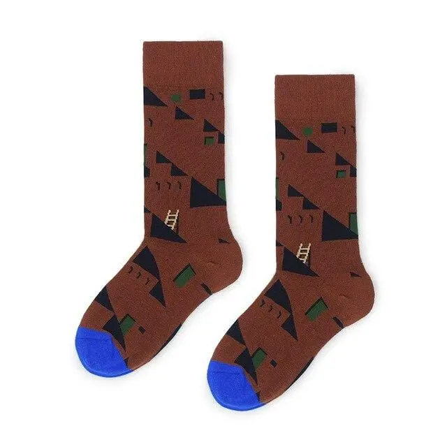 Cotton Happy Socks Women Swan Peace Pigeon Bird Animal Socks Man Colorful Picasso Art Socks Primitive Tribe Crazy Men Sock Funny 8