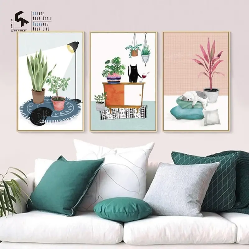 Create&Recreate Nursery Posters And Prints Animals Wall Art Cats Canvas Painting Decoration Pictures For Kids Room 1