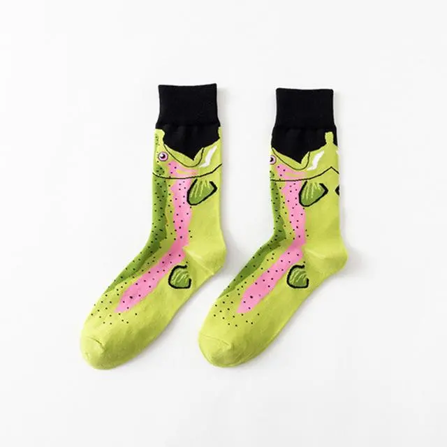 Creative High Quality Fashion Harajuku Kawaii Happy Women Socks Alphabet Painting Strawberry Animal Print Funny Socks Cute Sock 7