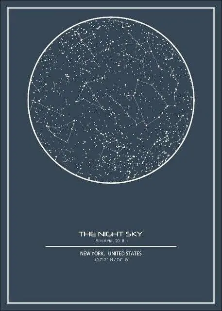 Custom Night Sky Map Print Personalized Map Of The Star Canvas Art Poster Painting Wall Art Home Decor For Living Room Unframed 10