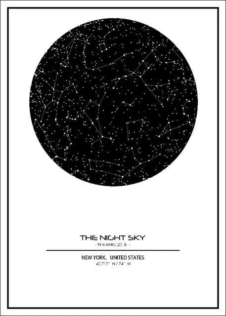 Custom Night Sky Map Print Personalized Map Of The Star Canvas Art Poster Painting Wall Art Home Decor For Living Room Unframed 8