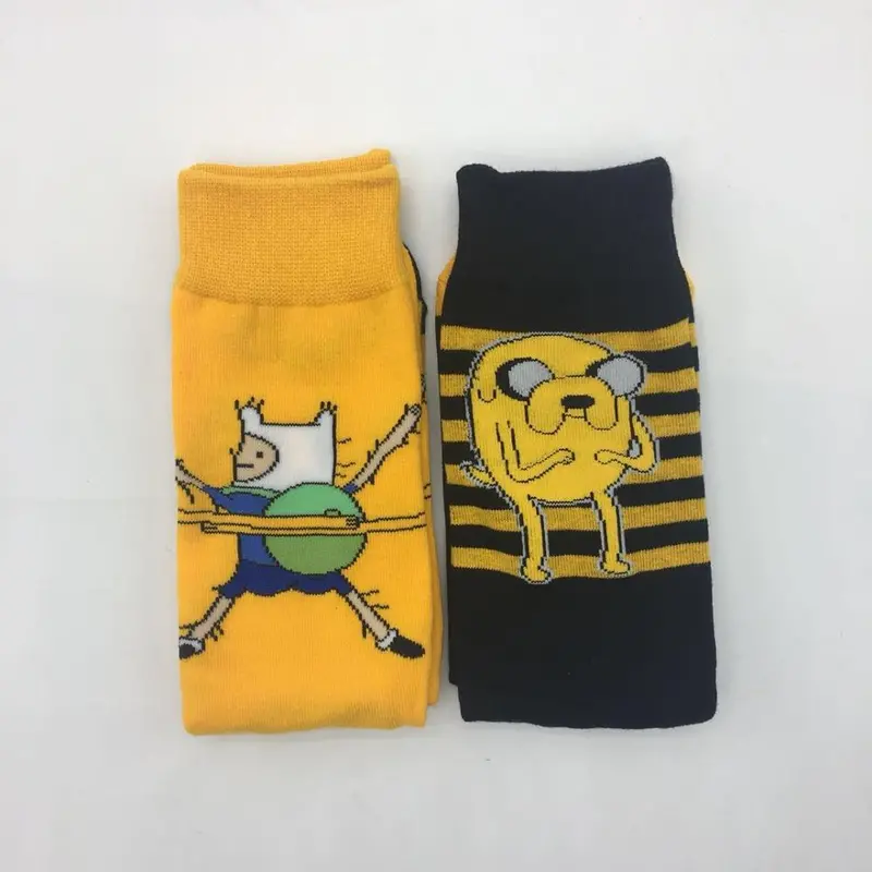 Cute Anime Cartoon Adventure Time Funny Women Men's Socks Orange Street Role Playing Cotton Comics Female Novelty Party Socks 1