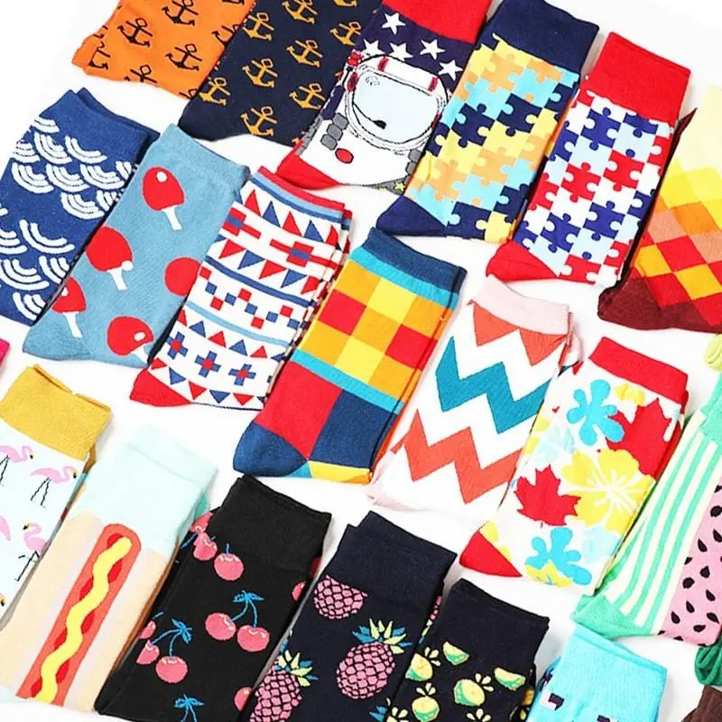 Cute Happy Socks Pink Women Men Short Cotton Socks With Print Casual Harajuku Designer Art Female Fashion For Couple Funny Socks 1
