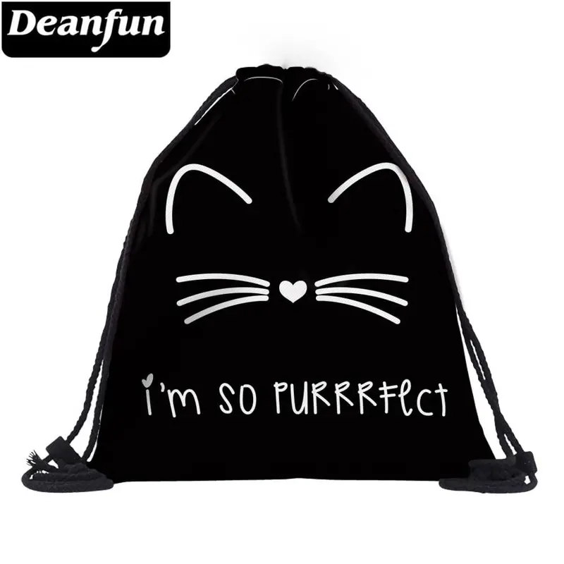 Deanfun 3D Printed Drawstring Bag Cat Pattern Cute For Women Travelling 60134 1