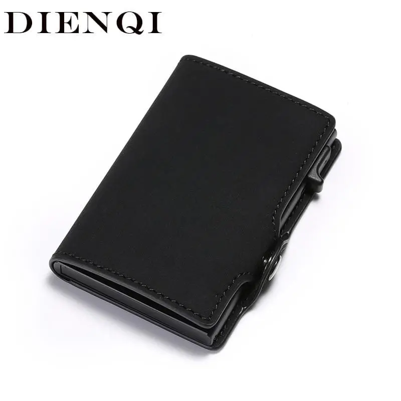 Dienqi New Antitheft Card Holder Leather Men Women Anti-Magnetic Bank Credit Card Holder Minimalist Wallet Busienss Case Pocket 1
