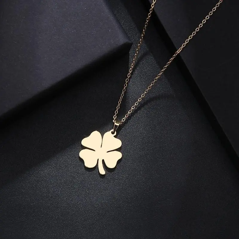 Dotifi Stainless Steel Necklace For Women Man Lover's Clover Gold And Silver Color Pendant Necklace Engagement Jewelry 1