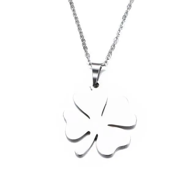 Dotifi Stainless Steel Necklace For Women Man Lover's Clover Gold And Silver Color Pendant Necklace Engagement Jewelry 2
