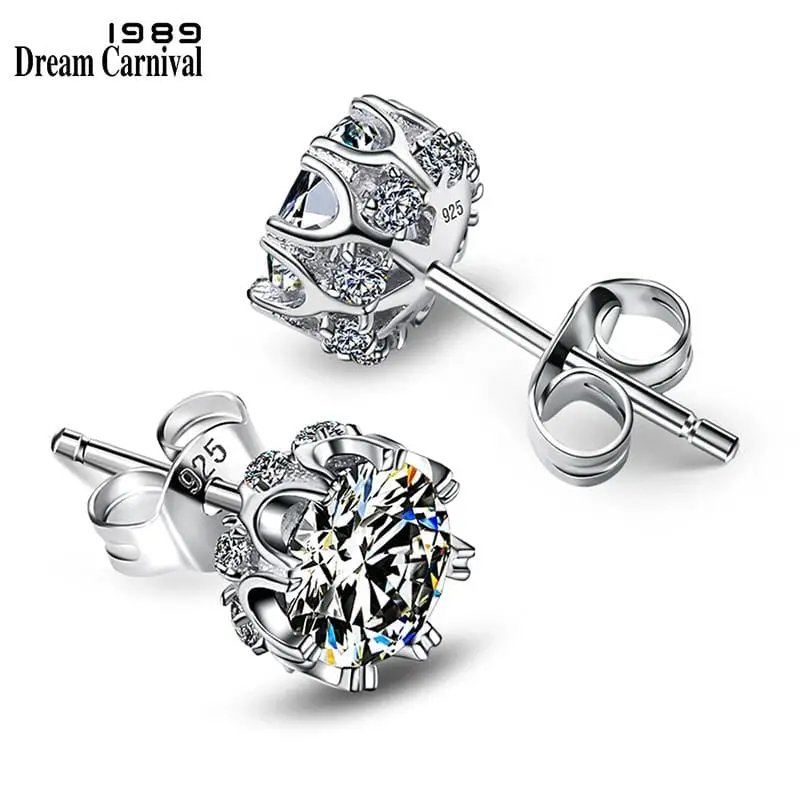 Dreamcarnival 1989 Popular Style Sterling Silver 925 High Quality Zircon Stone White Luxury Daily Wear Silver Earrings Se10817r 1