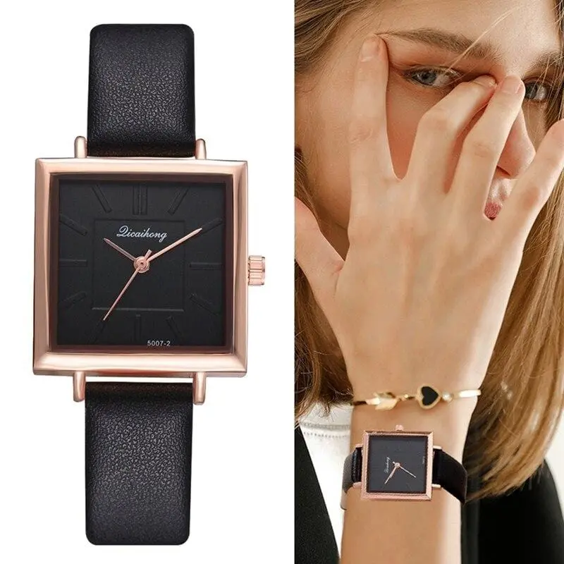 Dropshiping New Top Brand Square Women Bracelet Watch Contracted Leather Crystal Wristwatches Women Dress Ladies Quartz Clock 1