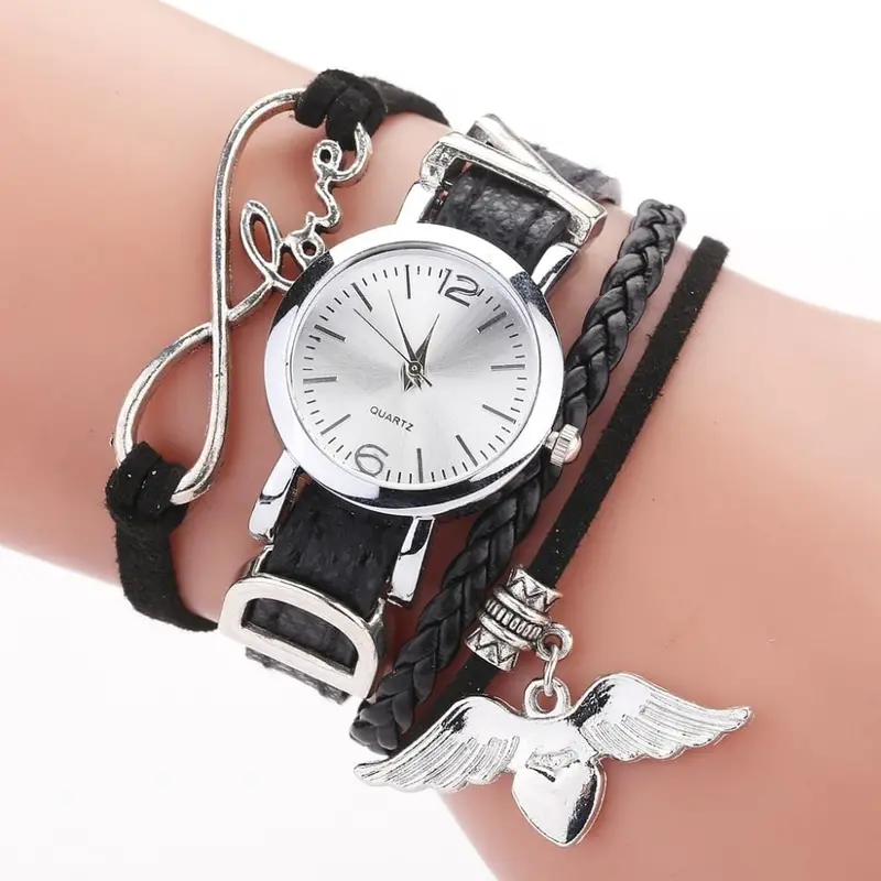 Duoya Brand Watches For Women Luxury Silver Heart Pendant Leather Belt Quartz Clock Ladies Wrist Watch 2019 Zegarek Damski 1