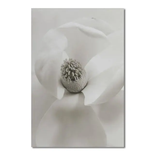 Elegant Black-and-White Floral Canvas Painting – European-Inspired Living Room Decor