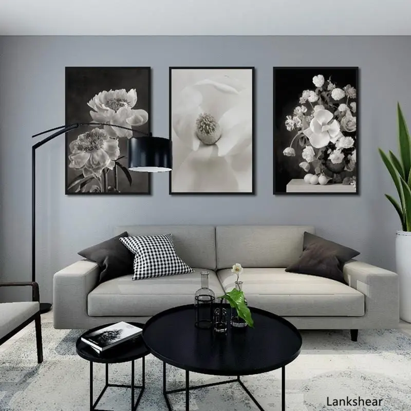 European Black And White Flowers Decorative Paintings Canvas Posters And Prints Wall Art Picture For Living Room Home Decoration 1