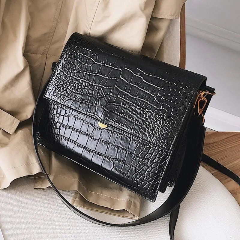 European Fashion Simple Women's Designer Handbag 2018 New Quality Pu Leather Women Tote Bag Alligator Shoulder Crossbody Bags 1