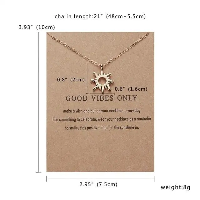 Fashion Gold-Color Good Vibes Only Sun Necklaces & Pendants For Women Jewelry 16