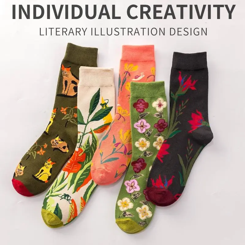 Fashion Harajuku Kawaii Happy Cotton Long Socks Men Women Klimt Painting Colorful Quality Funny Streetwear Crazy Novelty Socks 1