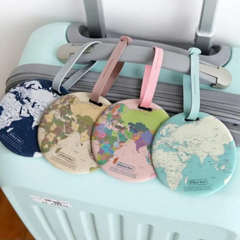 Fashion Map Luggage Tag Women Travel Accessories Silica Gel Suitcase Id Address Holder Baggage Boarding Tag Portable Label Bag 1