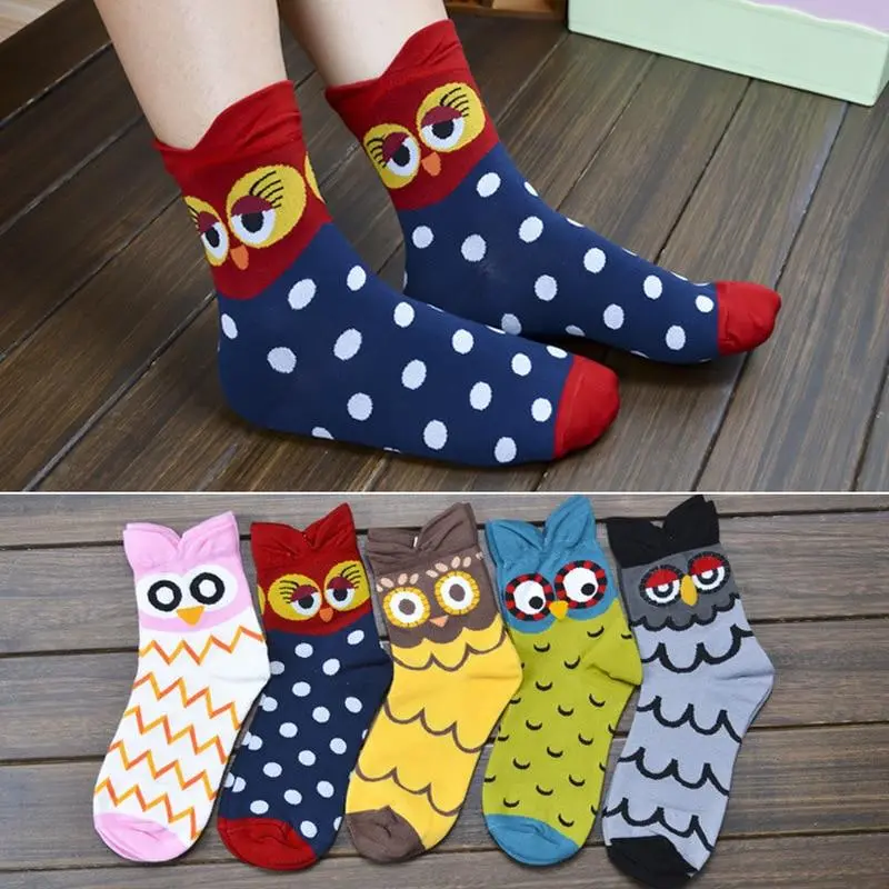Fashion Woman Funny Owl Woman Cotton Socks Korean Female Style Happy Cute Animal Cartoon Ankle Socks 1