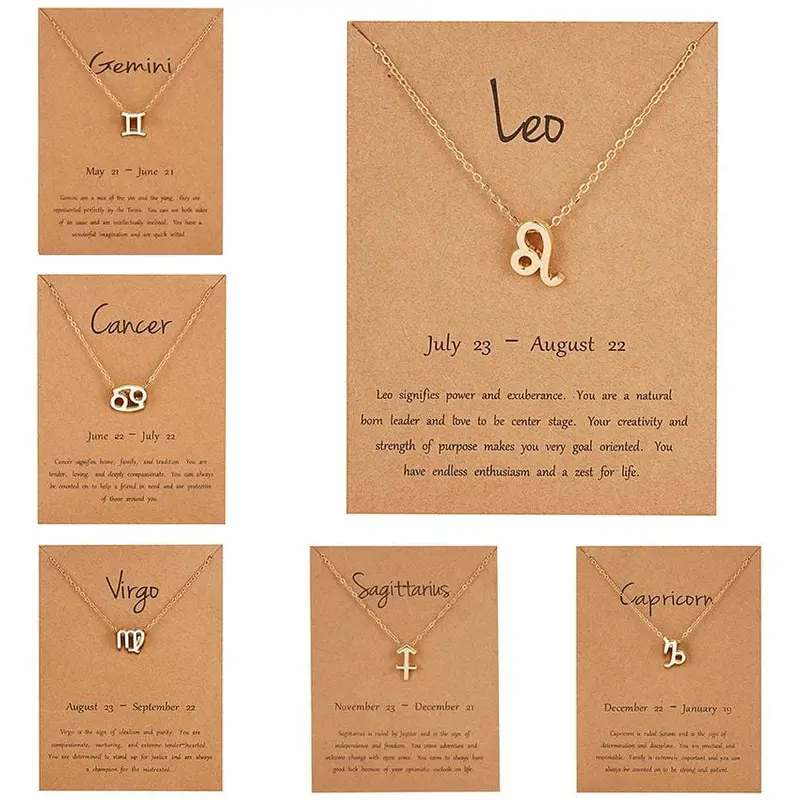 Female Elegant Star Zodiac Sign 12 Constellation Necklaces Pendants Charm Gold Chain Choker Necklaces For Women Jewelry Dropship 1