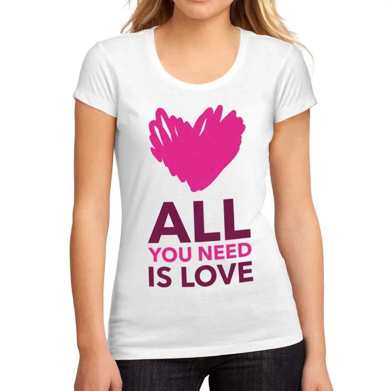 Femme Graphique Tee Shirt All You Need Is Love Blanc 1