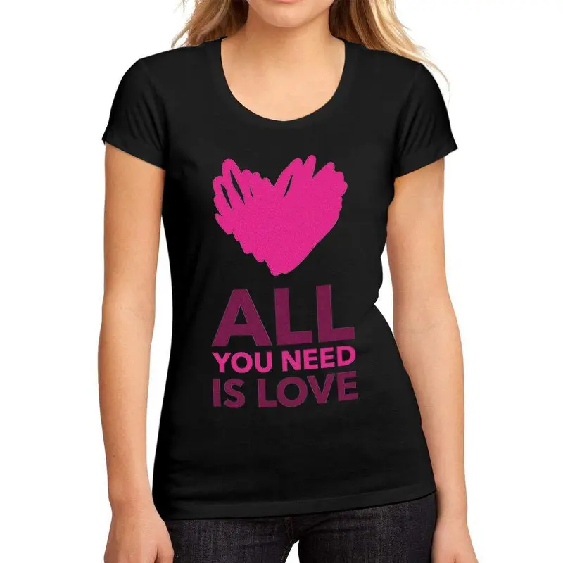 Femme Graphique Tee Shirt All You Need Is Love Noir Profond 1