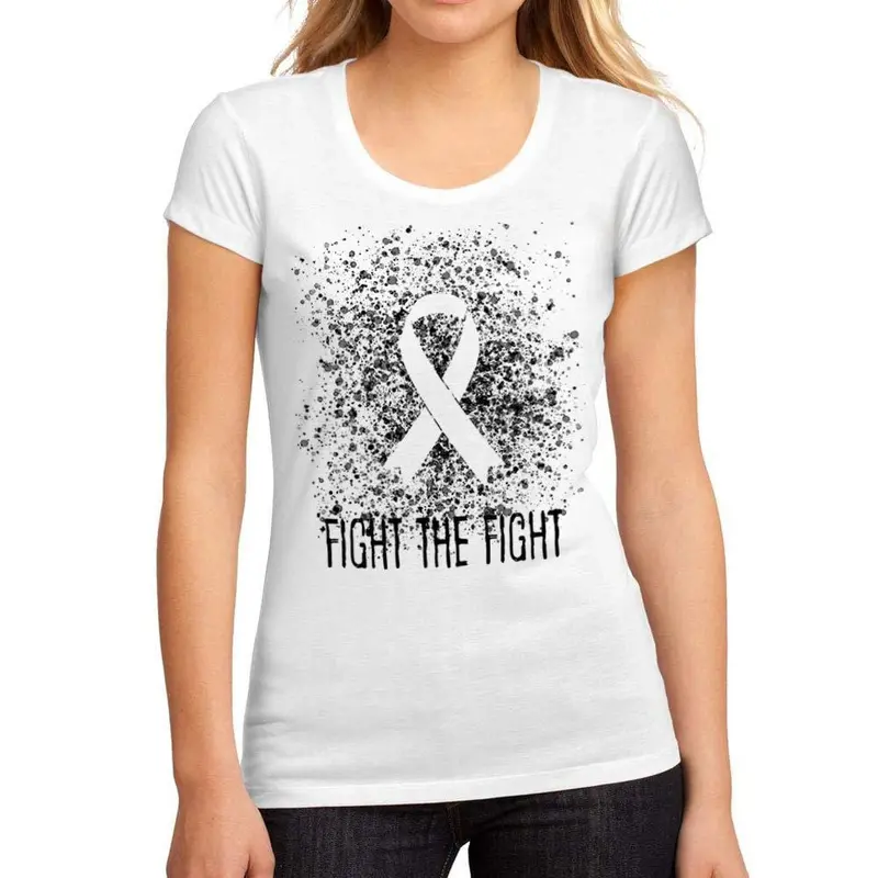 Femme Graphique Tee Shirt Cancer Fight The Fight Blanc 1