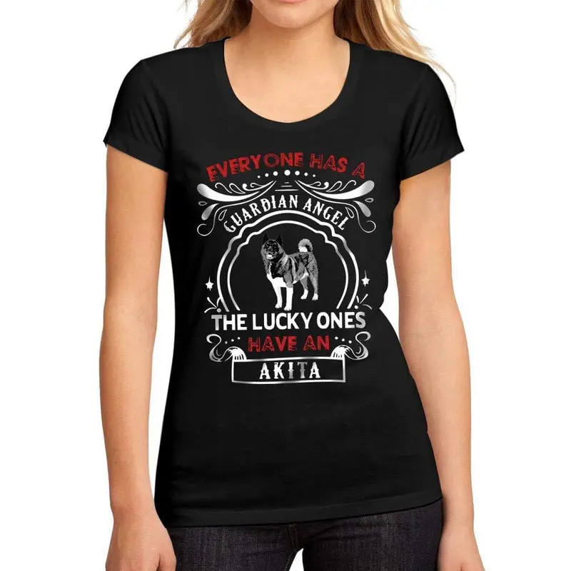 Femme Graphique Tee Shirt Dog Akita Noir Profond 1