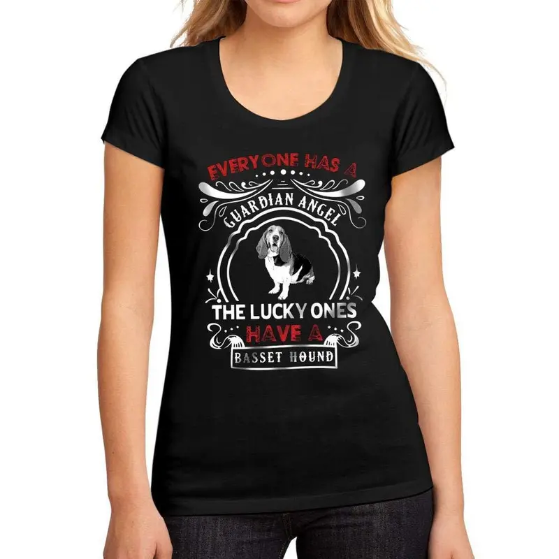 Femme Graphique Tee Shirt Dog Basset Hound Noir Profond 1