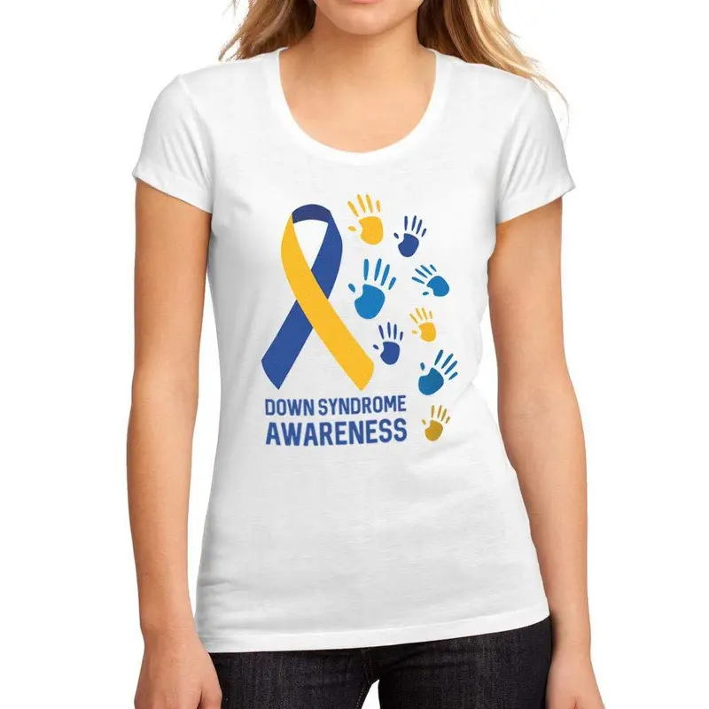 Femme Graphique Tee Shirt Down Syndrome Awareness Blanc 1