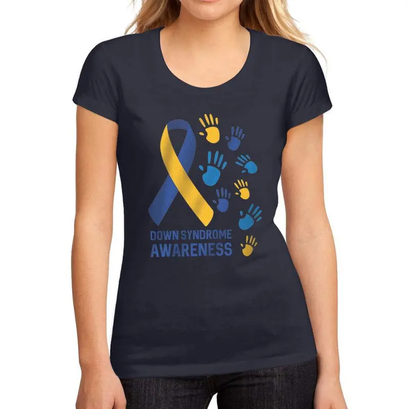 Femme Graphique Tee Shirt Down Syndrome Awareness French Marine 1