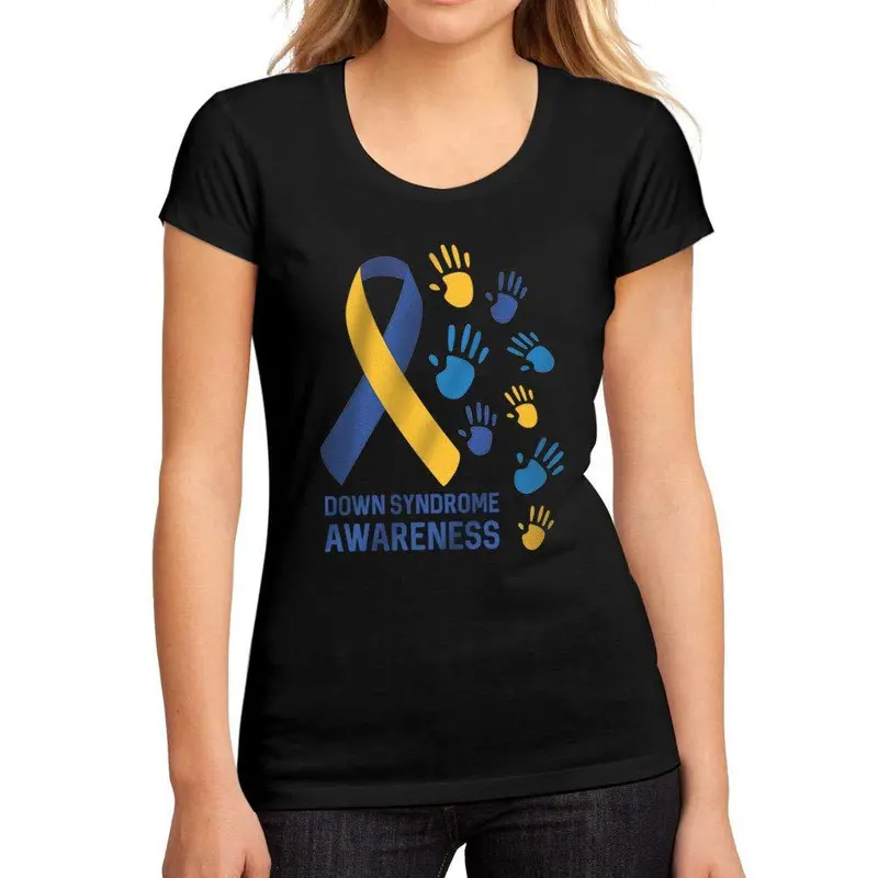 Femme Graphique Tee Shirt Down Syndrome Awareness Noir Profond 1