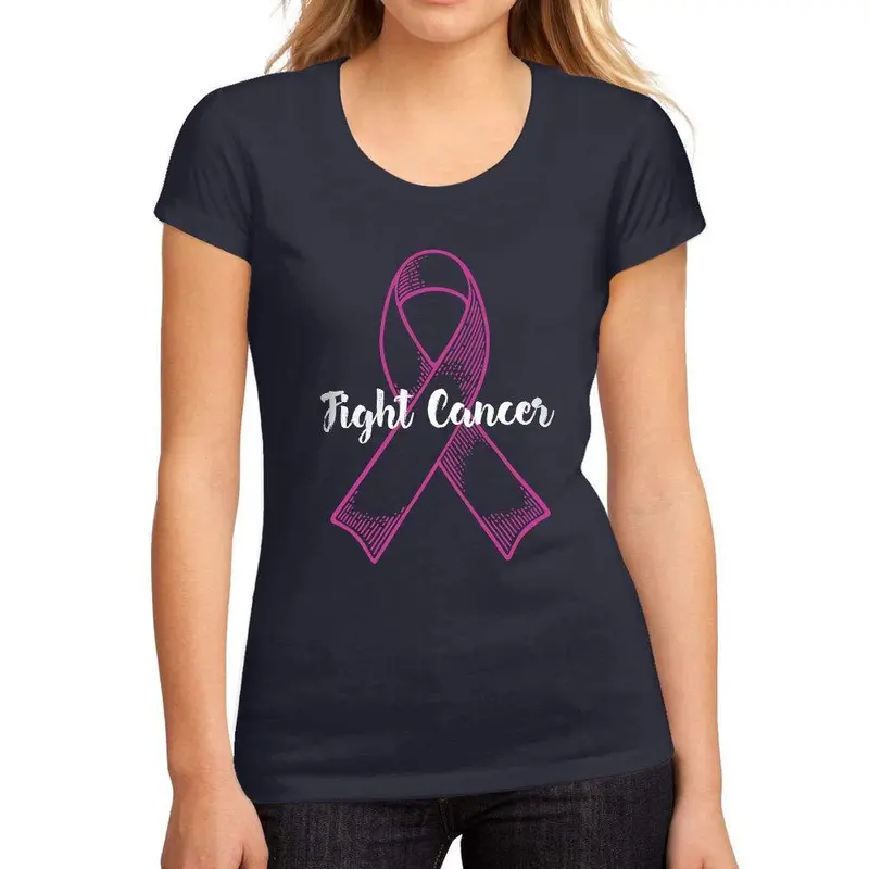Femme Graphique Tee Shirt Fight Cancer French Marine 1