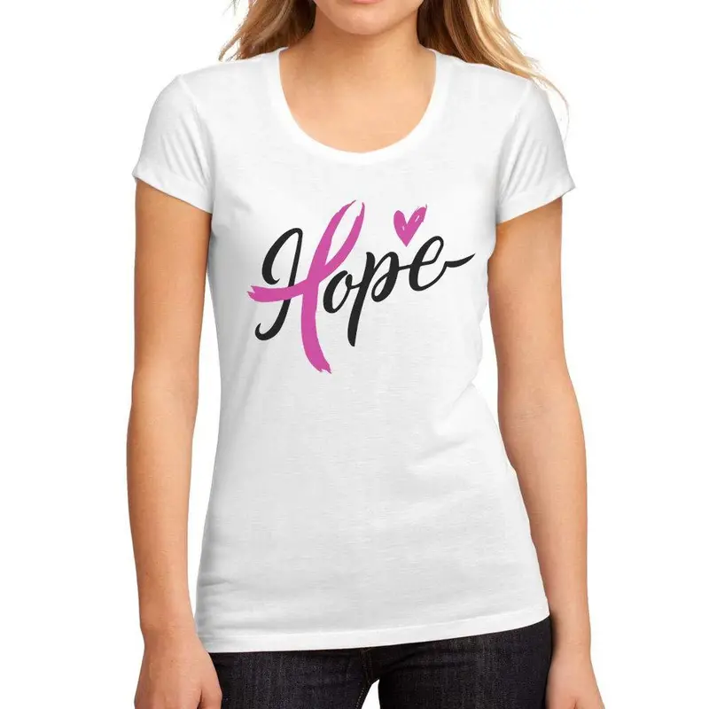 Femme Graphique Tee Shirt Fight Cancer Hope Blanc 1