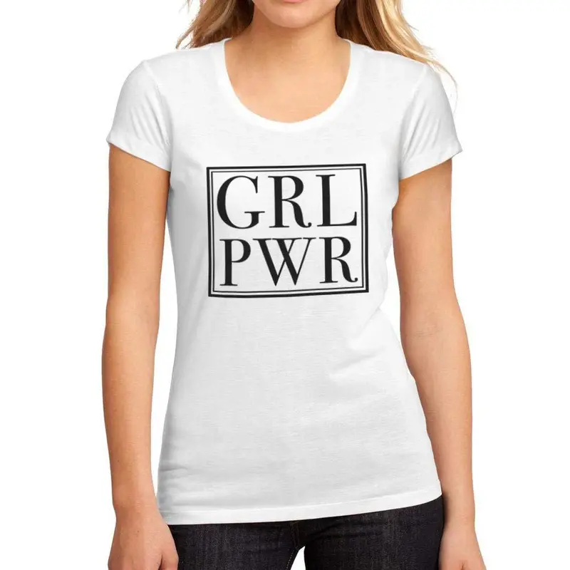 Femme Graphique Tee Shirt Girl Power Box Blanc 1