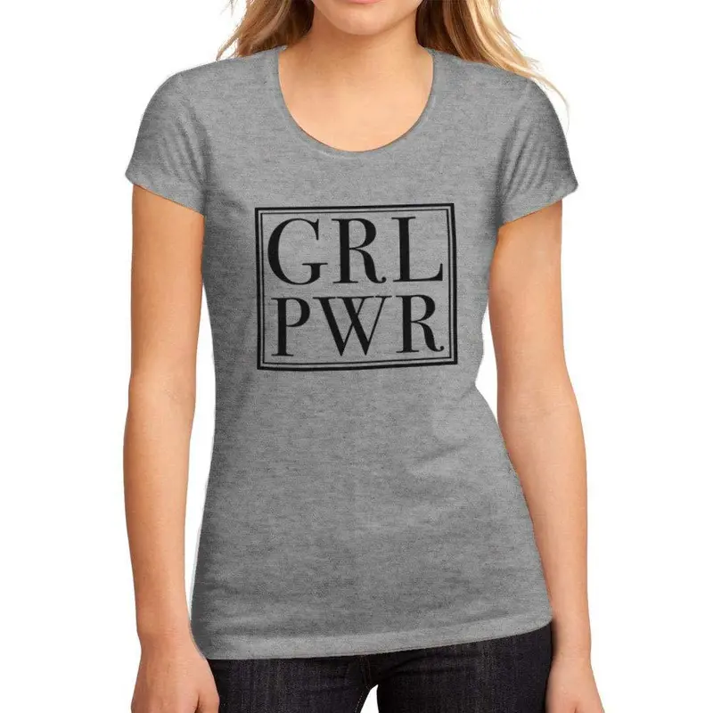 Femme Graphique Tee Shirt Girl Power Box Gris Chiné 1