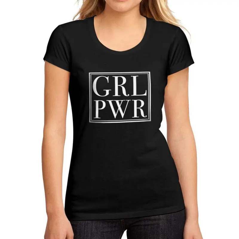 Femme Graphique Tee Shirt Girl Power Box Noir Profond 1